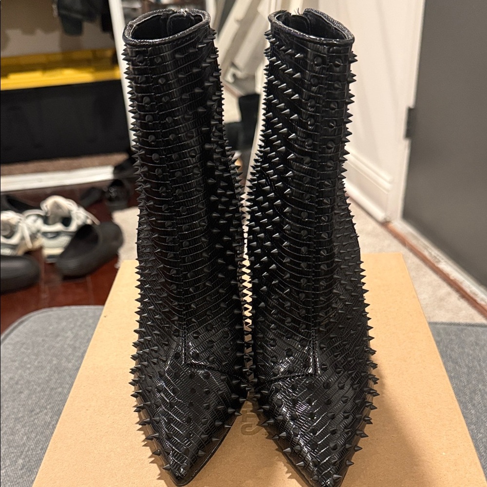 Steve Madden Black Spiked Ankle Booties